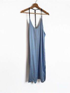 lunya Light Blue Slip nightgown with Black Straps